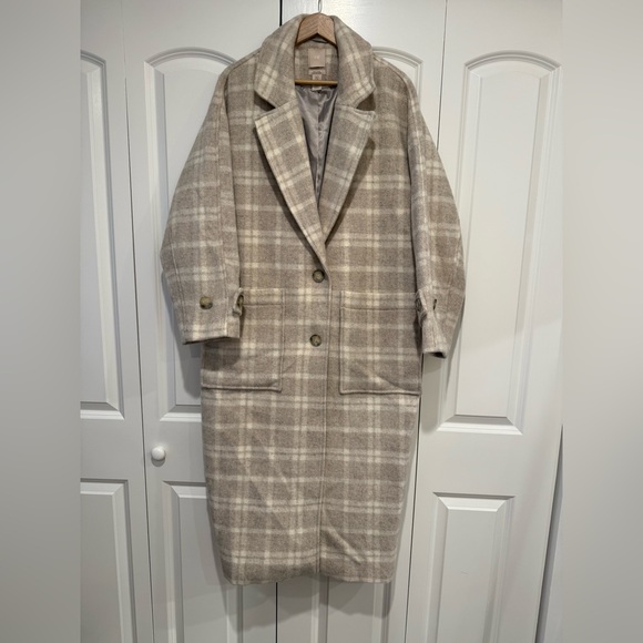 H&M Jackets & Blazers - H&M Wool Blend Plaid Long Coat